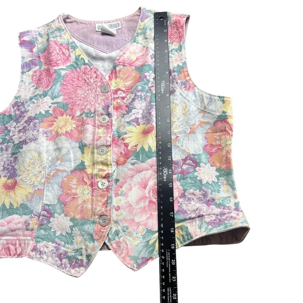 Gotcha Covered Vintage Floral Vest Pink Cotton Granny Core Made in‎ USA Small